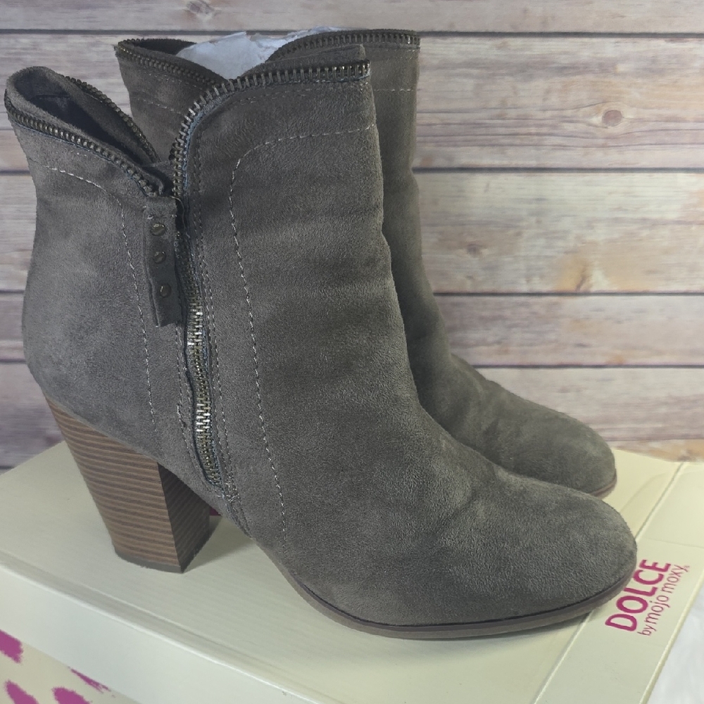 Grey Suede Ankle Booties